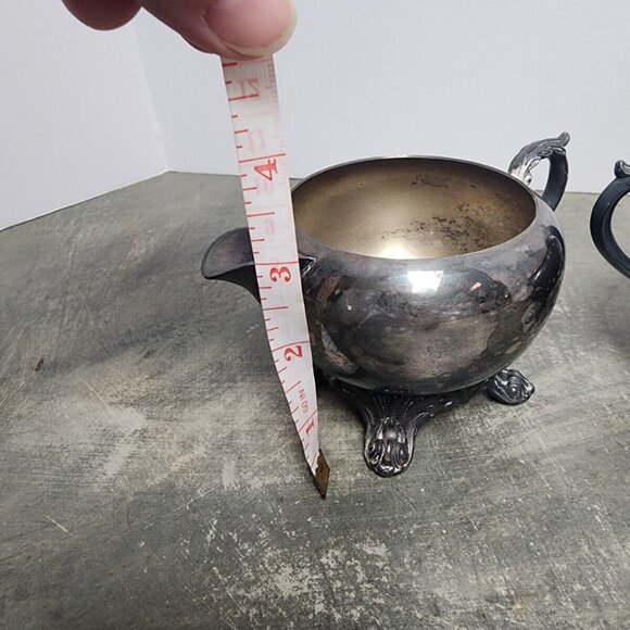 Vintage FB Rogers Silver Co Footed Sugar Bowl With Lid And Creamer Set Rare Find - Picture 8 of 14